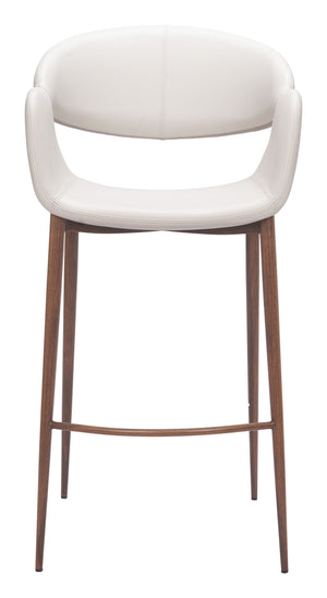 Zuo Modern Limay Barstool - Stylish Beige & Walnut Design With Durable Water-resistant Vinyl For Your Space Beige 100% Polyurethane,Plywood,Steel 110929-zuo-modern