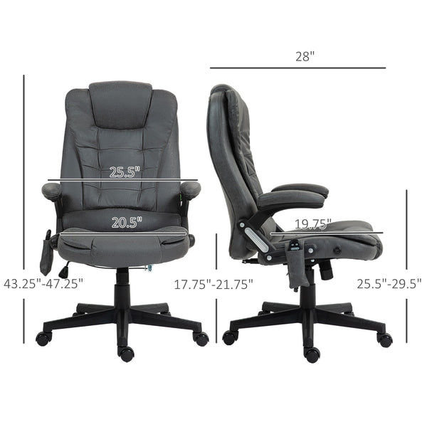 English Elm HOMCOM High-Back Executive Massage Chair with 6-Point Vibration, Lumbar Heat, Recline & Remote Dark Gray W2225P250026