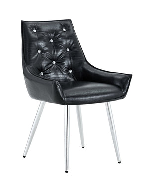 English Elm Crocodile Textured Pu Leather Accent Chair Diamond Tufted with Chrome Metal Legs W3493P456316