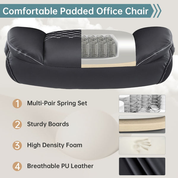 English Elm Leather Executive Desk Chair with Lumbar Support Flip Armrests and Swivel Base T5339P435712