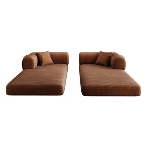 English Elm 78.8" Compression Sofa Convertible Floor Bed with Corduroy Fabric, No-Assembly Modular Futon, Supportive Backrest and Armrests Brown W2824P373434