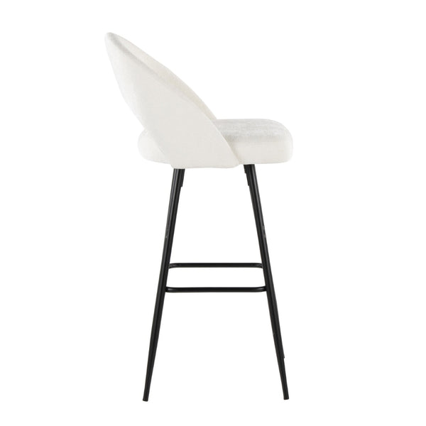 English Elm Fixed-height Metal Frame Barstools with Upholstered Seats and Geometric Footrest Set of 2 Black,Cream B202S01937