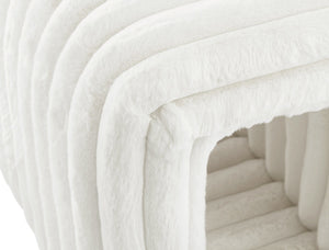 English Elm Ottoman Corduroy Storage Bench with Hidden Cat Nest and Plush Rabbit Footrest for Home Comfort Beige W1825P235543