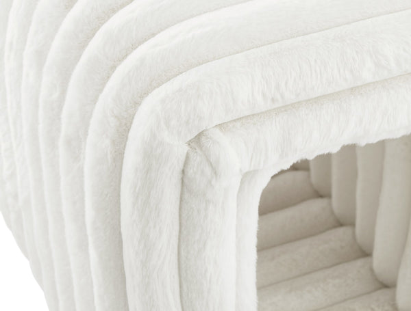 English Elm Ottoman Corduroy Storage Bench with Hidden Cat Nest and Plush Rabbit Footrest for Home Comfort Beige W1825P235543