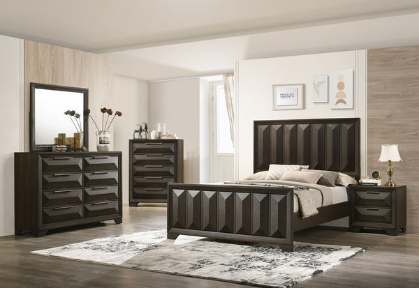English Elm Transitional Espresso 5 Drawer Chest Dovetail Joinery Bracket Feet Bedroom Storage B2741P371018