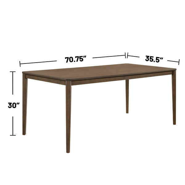 English Elm Rectangular Wooden Dining Table with Slim Tapered Legs, Beveled Top and Durable Rubberwood Finish Walnut B016P369656