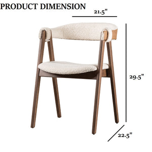 English Elm Mid-Century Upholstered Side Chair Pair with Rubberwood Frame, Curved Backrest and Cozy Seat Cushioning Beige,Walnut 43 L x 22 W x 10 H B2741P406186