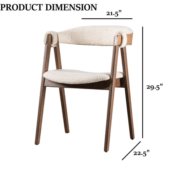 English Elm Mid-Century Upholstered Side Chair Pair with Rubberwood Frame, Curved Backrest and Cozy Seat Cushioning Beige,Walnut 43 L x 22 W x 10 H B2741P406186