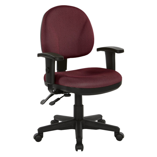 OSP Home Furnishings Sculptured Ergonomic Office Chair with Lumbar Support and Greenguard Certified Padding Wine 8180-298