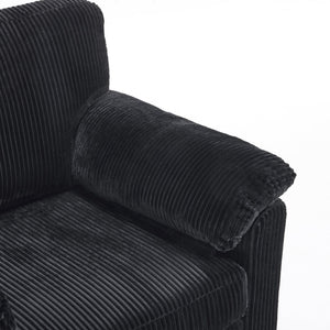 English Elm 33 Inch Oversized Swivel Corduroy Lounge Chair with Plush Chenille Cushioning and Support Springs Black W1829P265018