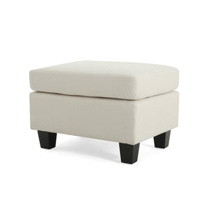 English Elm Upholstered Compact Ottoman with Birch Legs Padded Footrest for Living Room Decor Beige N757P377351I