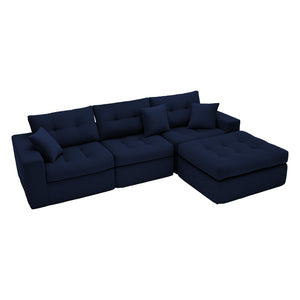 English Elm Corduroy L-shaped Sectional Sleeper Sofa No Assembly Needed for Apartments W5532S00029