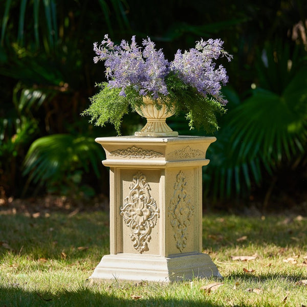 English Elm Pedestal Column Plant Stand Handcrafted Mgo for Indoor Outdoor Decor Display N772P382568S