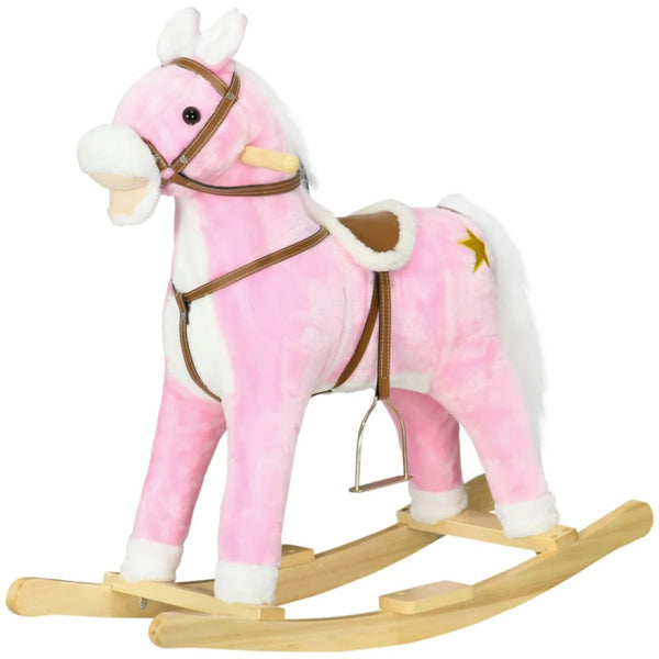 English Elm Rocking Horse Plush Ride on Toy with Music Soft Padded Body for Kids Playroom Fun T3971P442341