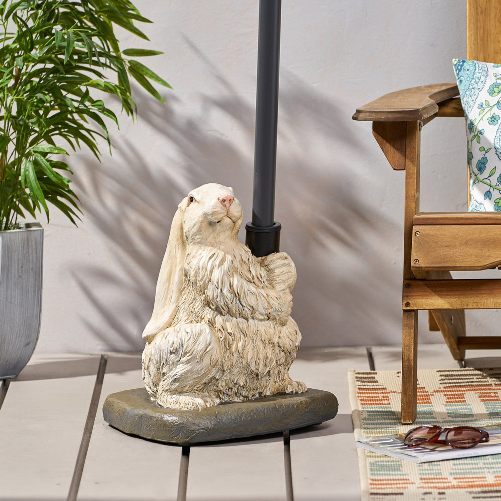English Elm Christopher Knight Home® - RABBIT Concrete Umbrella Base Matte White - 50lb Resin-Finish Decorative Stand with 3 Adapters, 16" H 67764.00WHI