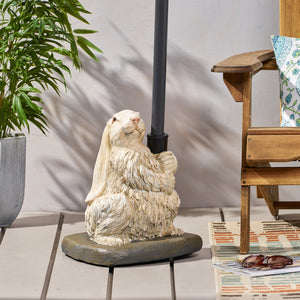English Elm Christopher Knight Home® - RABBIT Concrete Umbrella Base Matte White - 50lb Resin-Finish Decorative Stand with 3 Adapters, 16" H 67764.00WHI