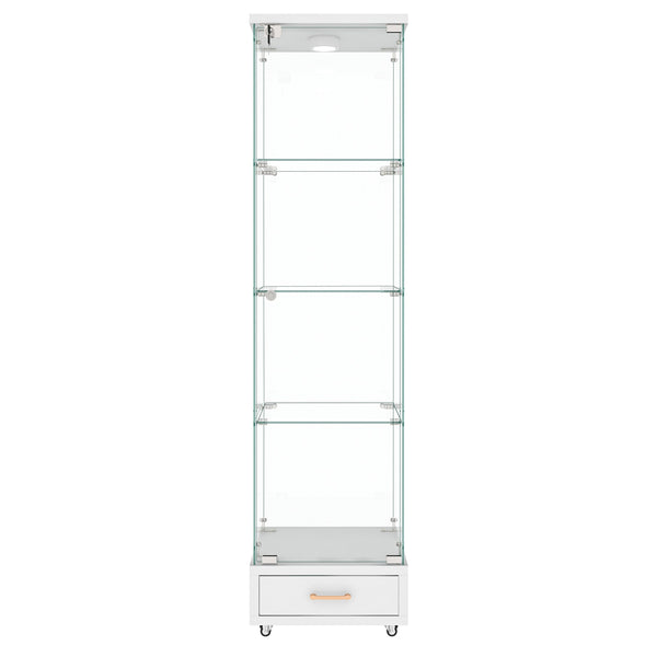 English Elm Modern Glass Display Cabinet With Led Lights, Quick-Assembly 4-Shelf Storage For Collectibles & Decor W241P268239
