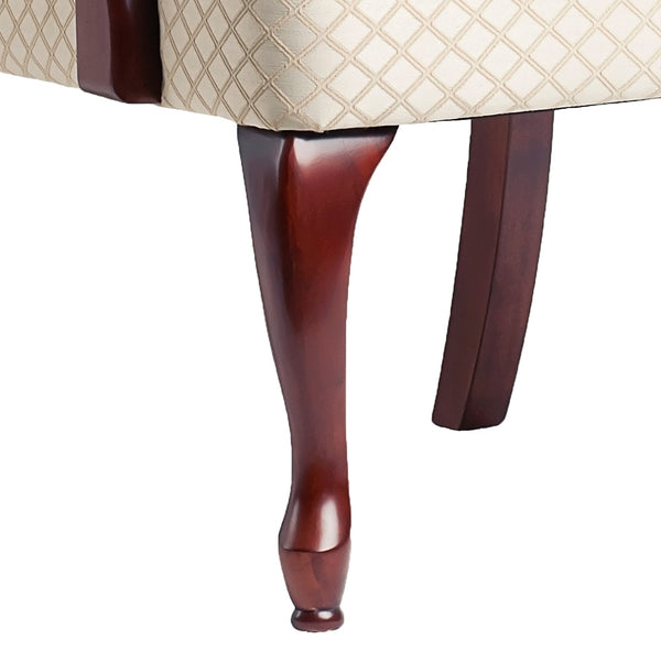 English Elm DeLaney Hardwood Gooseneck Arm Chair with Jacquard Diamond Fabric, High Back Comfort & Durable Build Beige B050P229953