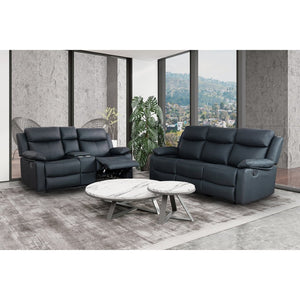 English Elm Blanche Manual Reclining Sofa with Led Accent Lighting for Modern Media Rooms Black B201P412036