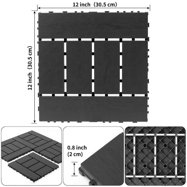 English Elm Plastic Interlocking Patio Tiles Waterproof Pp Grid 44 Pack Outdoor Pool Deck W3022P251847