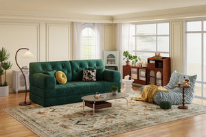 English Elm 78.8inch Modular sofa bed with removable backrest, foldable design, washable corduroy cover, versatile transforms into double bed and lounge seating for living spaces Green W3147P351666