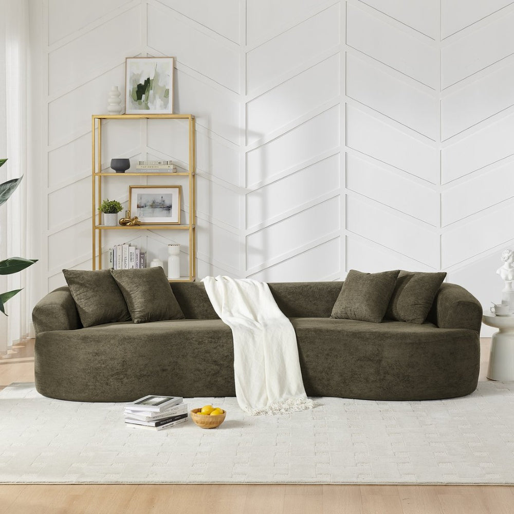English Elm Modern Chenille Curved Sectional Sofa Cloud Silhouette Four Seat Living Room Couch W1413S00134
