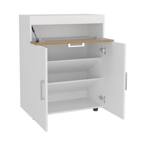 English Elm Moab Multi-Tier Shoe Rack in White/Macadamia — Space-Saving Engineered Wood Organizer for Entryway B092P315572