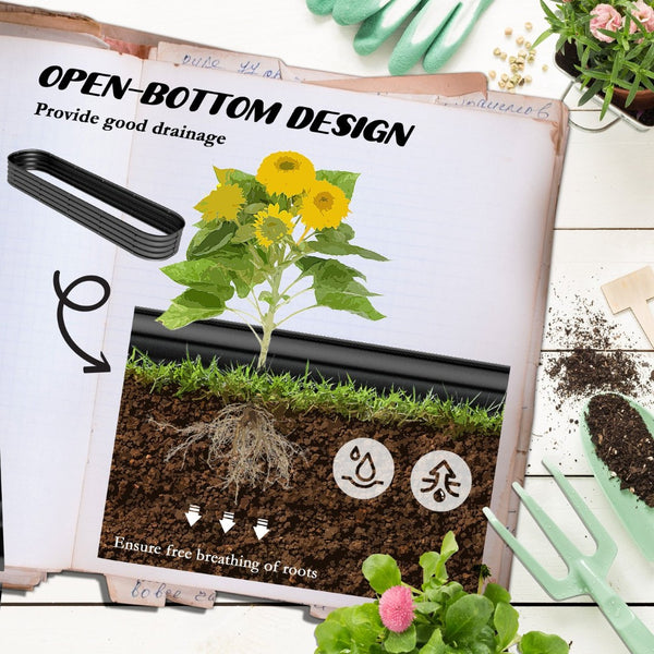 English Elm Metal Galvanized Steel Raised Garden Bed with Rubber Safety Edge for Outdoor Planting Dark Gray T3971P423838