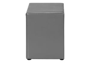 English Elm Nightstand, Upholstered Leather-Look Accent Table with Two Drawers, Chrome Knob, No Assembly Required Grey 22 L x 17 W x 22 H B2710P219501