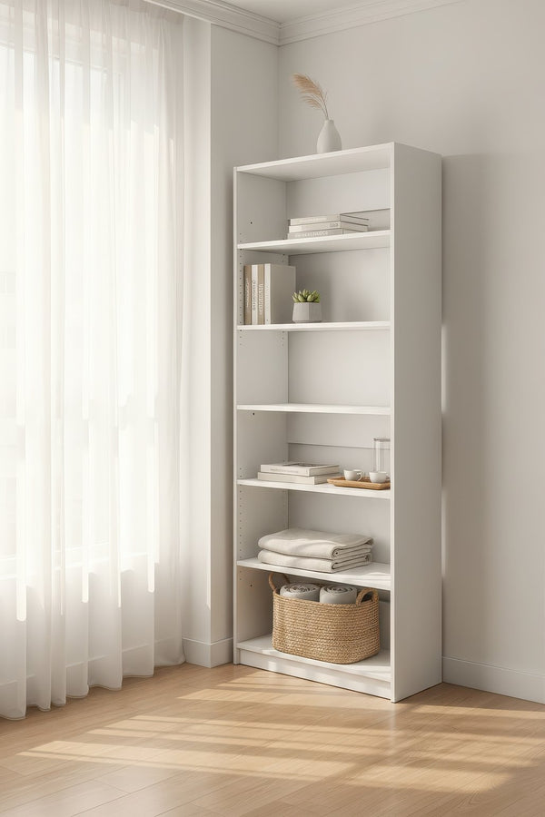 English Elm Prosper 32" White Wood Walk-In Closet System with Freestanding Design, Oak Finish, Durable Melamine Storage B040P407431