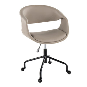 English Elm Task Chair with Chrome Five Star Base Grey Fabric Seat for Modern Home Office Use Black,Light Grey B202P474191