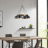 INK+IVY Abbott Modern/Contemporary 4-Light Metal Shade Chandelier II150-0130 Black/Gold