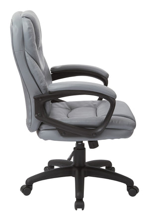 OSP Home Furnishings Faux Leather Executive Office Chair with Lumbar Support and Pneumatic Height Adjustment FL660-U42