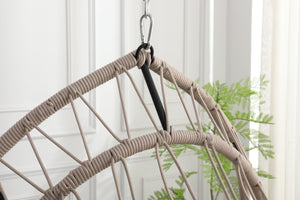 English Elm Outdoor Egg Hanging Chair with Stand Linen Gray - Cozy Wicker Swing, 350lb Sturdy Frame, Indoor/Outdoor Comfort W2500P288868