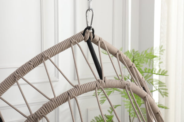 English Elm Outdoor Egg Hanging Chair with Stand Linen Gray - Cozy Wicker Swing, 350lb Sturdy Frame, Indoor/Outdoor Comfort W2500P288868