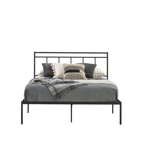 English Elm Queen Platform Bed with Headboard Black - Sturdy Metal Frame, Elevated Storage, Easy Assembly, Stylish Support B356P367792