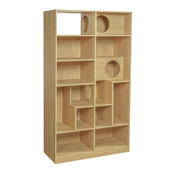 English Elm Modern Wood Grain Bookshelf Cat Habitat with Climbing Cubbies for Living Room Natural N752P395027N