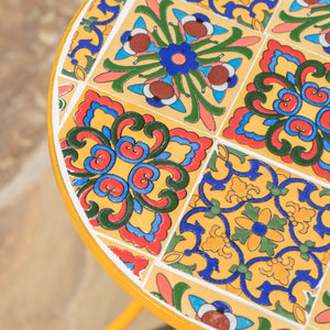 English Elm Christopher Knight Home® - Outdoor Side Table Sunny Yellow Tile Mosaic Top with Rust‑Resistant Iron Legs, Compact Patio Accent 61299.00