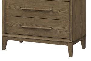 English Elm Small Chest with Five Smooth-Glide Drawers in Peppercorn Finish — Elm Veneer Durability & Modern Design Light Brown 38 L x 22.25 W x 49.5 H B2699P401427