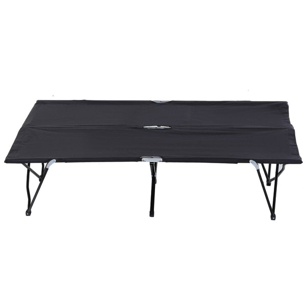 English Elm Outsunny Two Person Folding Cot Elevated Oxford Fabric Portable Camping Bed with Carry Bag W2225P217038