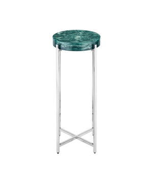 Currey & Company Rina Teal Drinks Table – Elegant Artisan Crafted Design With Stunning Organic Pattern And Metal Frame Blue Composite ,Stainless Steel 4000-0227-currey-company