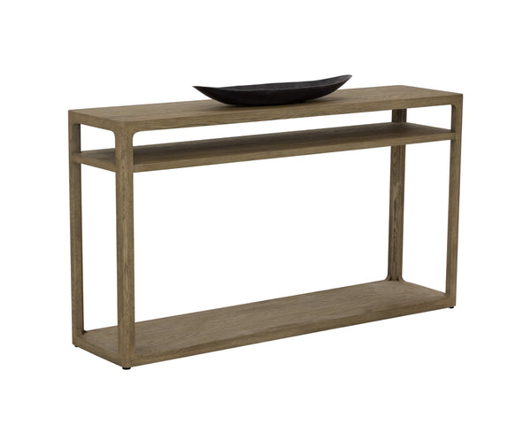 Sunpan Doncaster Console Table - Modern Minimalist Design in Solid Oak Wood for Stylish Home Décor Smoke Grey