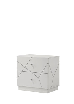 English Elm Esther Two Drawer Gloss Lacquer Nightstand with Embossed Detail for Modern Bedrooms B2726P442556