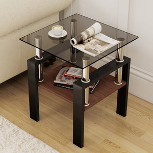 English Elm Set Of 2 Modern Tempered Glass Tea Tables - Sleek, Sturdy, And Stylish For Your Living Space Decor! W241P300310-GIGA