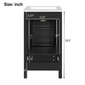 English Elm 18-Inch Modern Bathroom Vanity with Ceramic Sink, Soft-Close Doors, Divider Drawer & Adjusting Feet Black N729P334854B