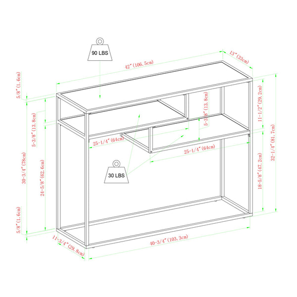 English Elm Walker Edison - Modern Minimal Floating Shelf Entryway Table Dark Walnut – Sleek 2-Shelf MDF & Steel Wall Console for Hallway Storage and Display B185P168982