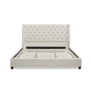 English Elm Manhattan Shelter Wingback Platform Bed Tufted Linen Upholstered King Bedroom Frame B2719P238237