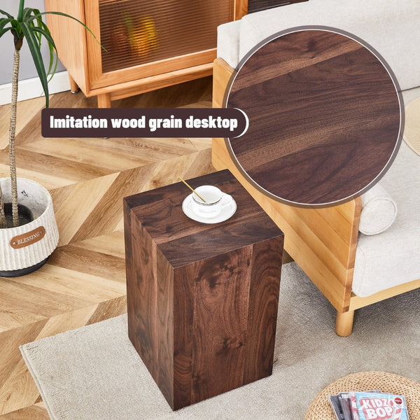English Elm 12x12x20 Walnut Grain Mdf Accent Pedestal Table for Modern Living Room Decor W1151P408853