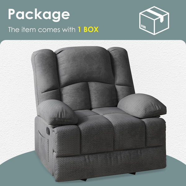 English Elm Oversized Rocking Rocker Recliner Chair with Ergonomic Support, Quick Tool-Free Assembly, Plush Comfort Grey T3623P379954