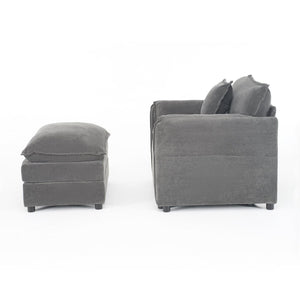 English Elm Oversized Chenille Lounge Chair with Detachable Ottoman Deep Cushioned Living Room Seat W3163S00069